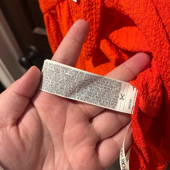 Forever 21 Orange Cropped Tank Top with Front Tie and Ruffle Straps - Picture 5 of 6
